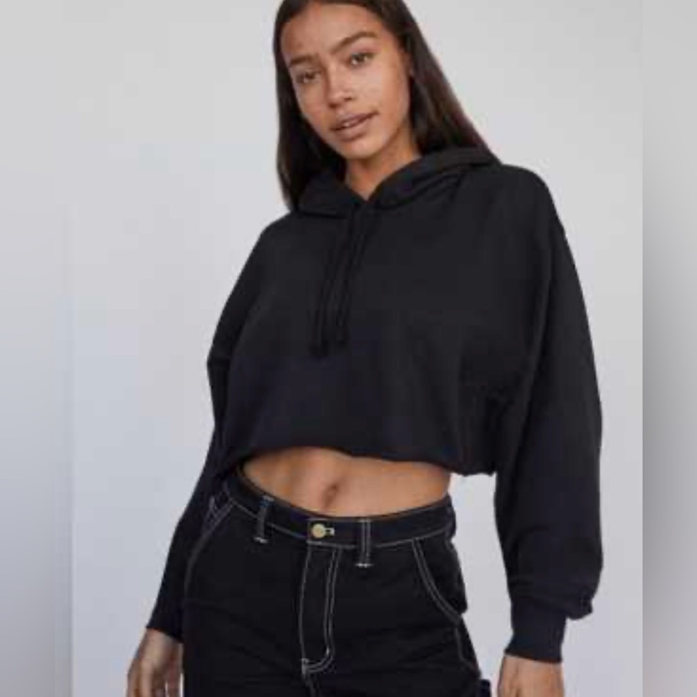 TNA Black Cropped Hoodie